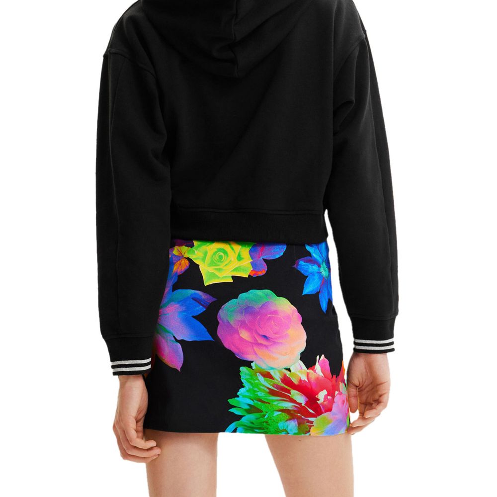 Desigual Black Cotton Floral Mini Skirt