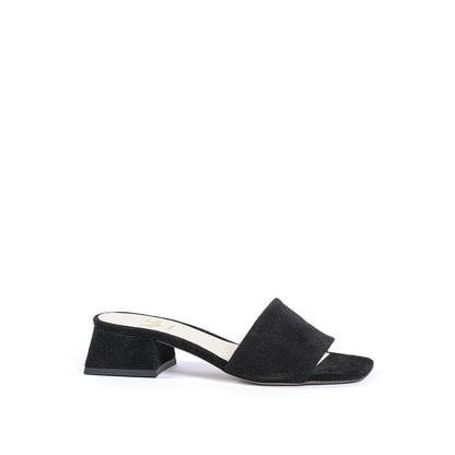 19V69 Italia Black Leather Sandal - Elegant Comfort