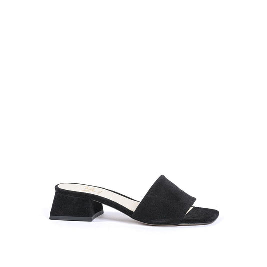 19V69 Italia Black Leather Sandal - Elegant Comfort