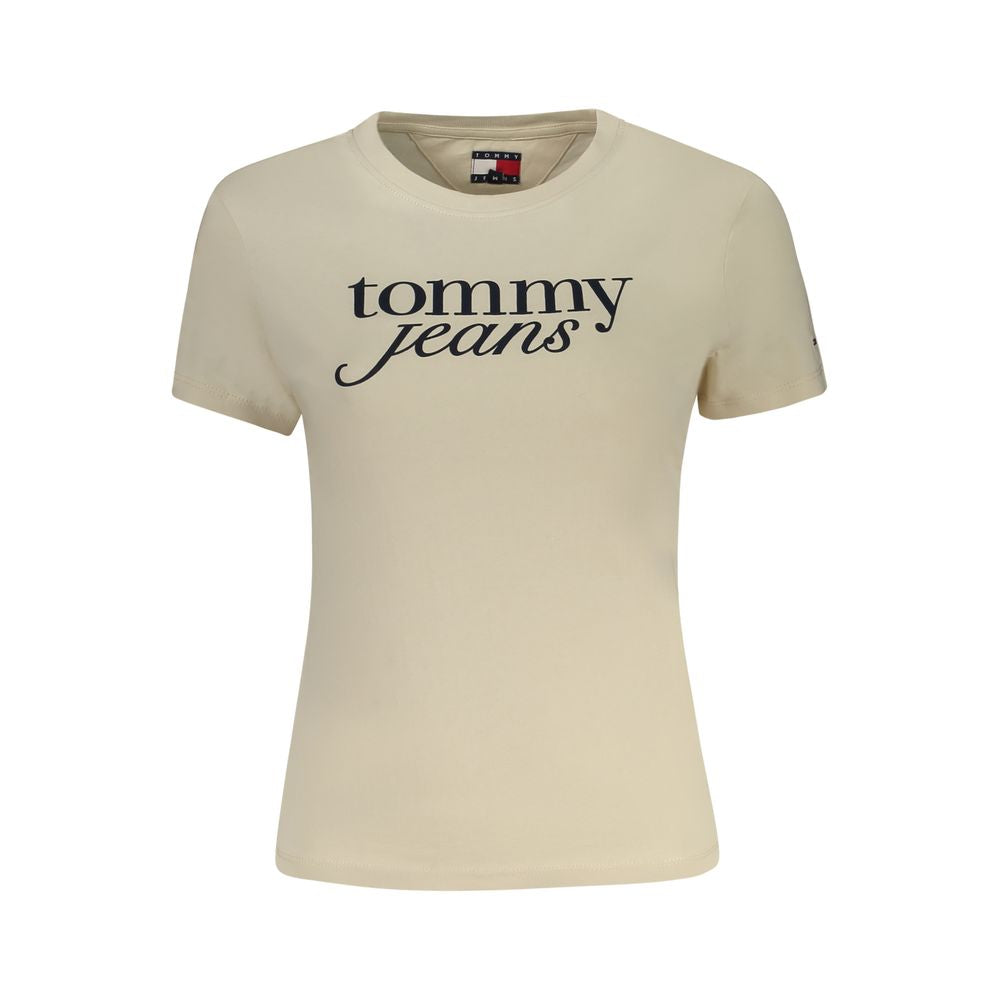 Tommy Hilfiger Beige Cotton Wide Neck T-Shirt