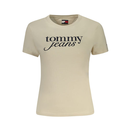 Tommy Hilfiger Beige Cotton Wide Neck T-Shirt