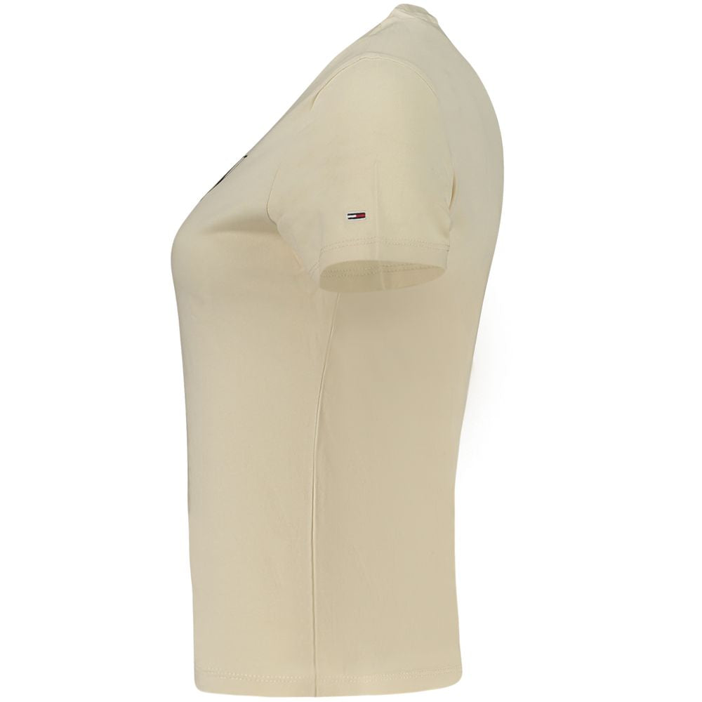 Tommy Hilfiger Beige Cotton Wide Neck T-Shirt