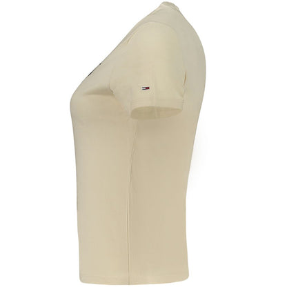 Tommy Hilfiger Beige Cotton Wide Neck T-Shirt