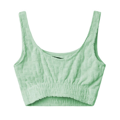 Hinnominate Green Terrycloth Crop Top