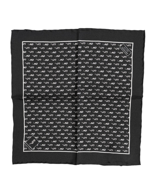 Dolce & Gabbana Black Sea Horse Silk Square Scarf for Men