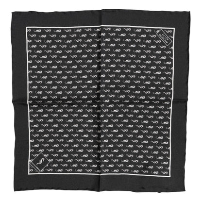 Dolce & Gabbana Black Sea Horse Silk Square Scarf for Men