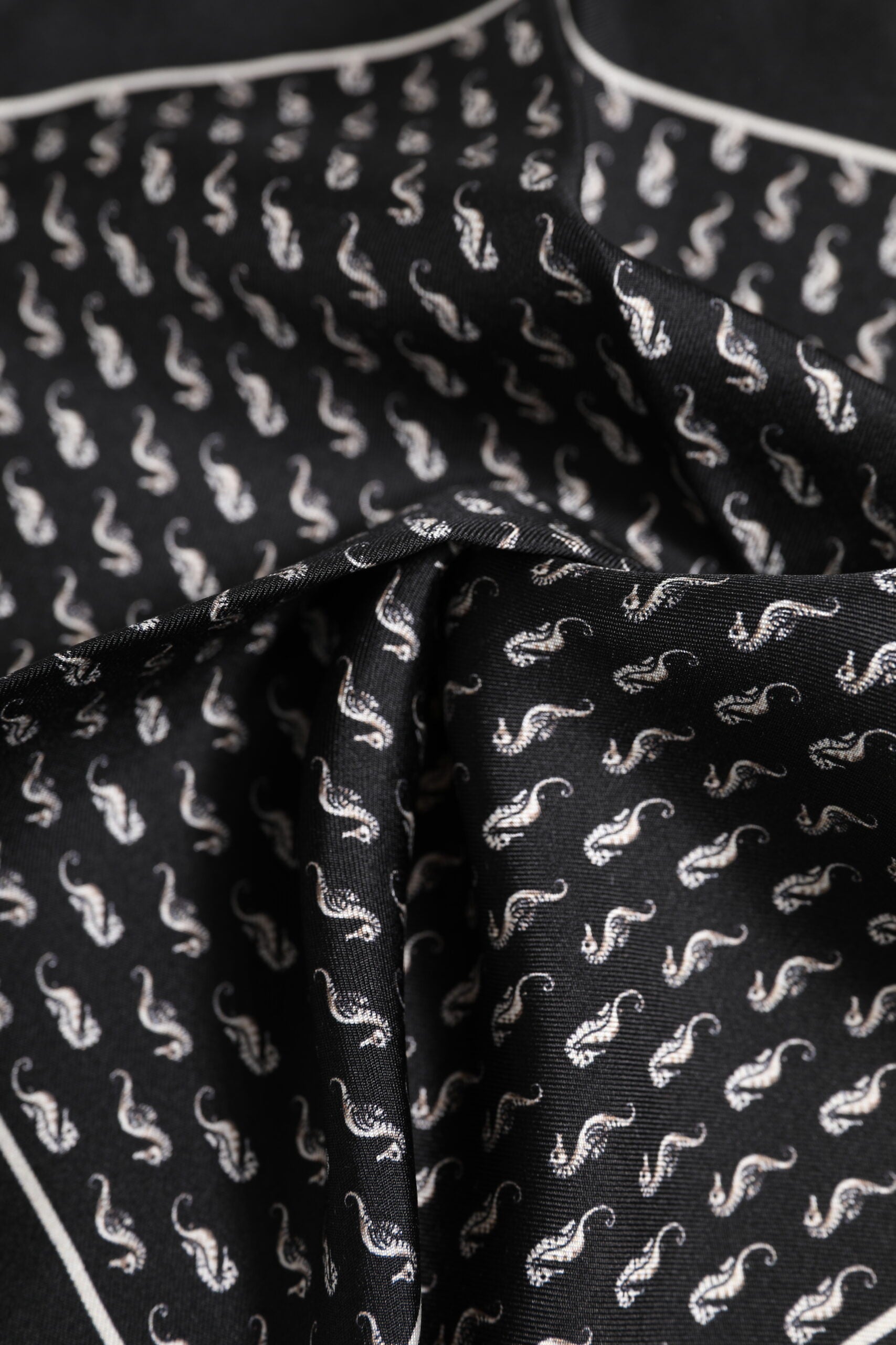 Dolce & Gabbana Black Sea Horse Silk Square Scarf for Men