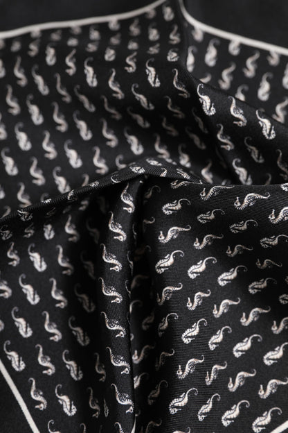Dolce & Gabbana Black Sea Horse Silk Square Scarf for Men