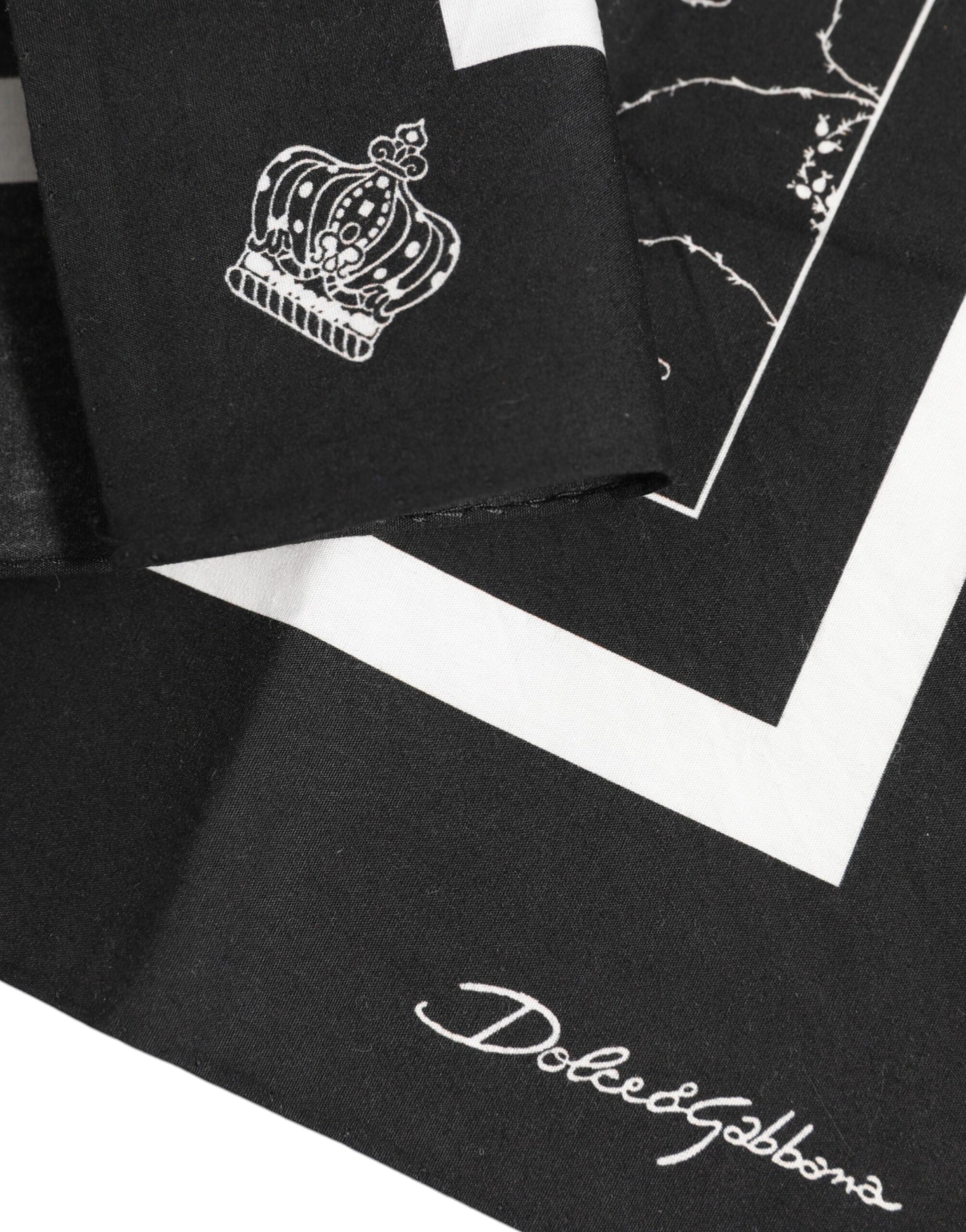 Dolce & Gabbana Black and White Printed Square Men’s Foulard Scarf