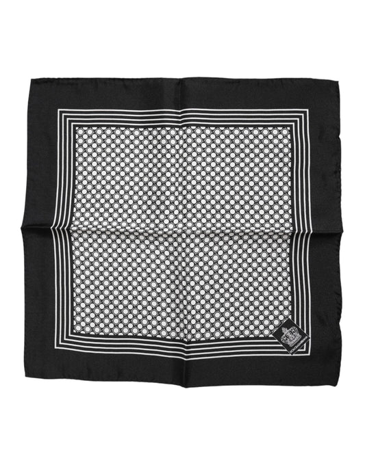 Dolce & Gabbana Black and White Patterned Square Men Foulard Scarf