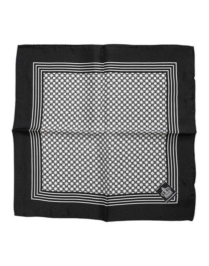 Dolce & Gabbana Black and White Patterned Square Men Foulard Scarf