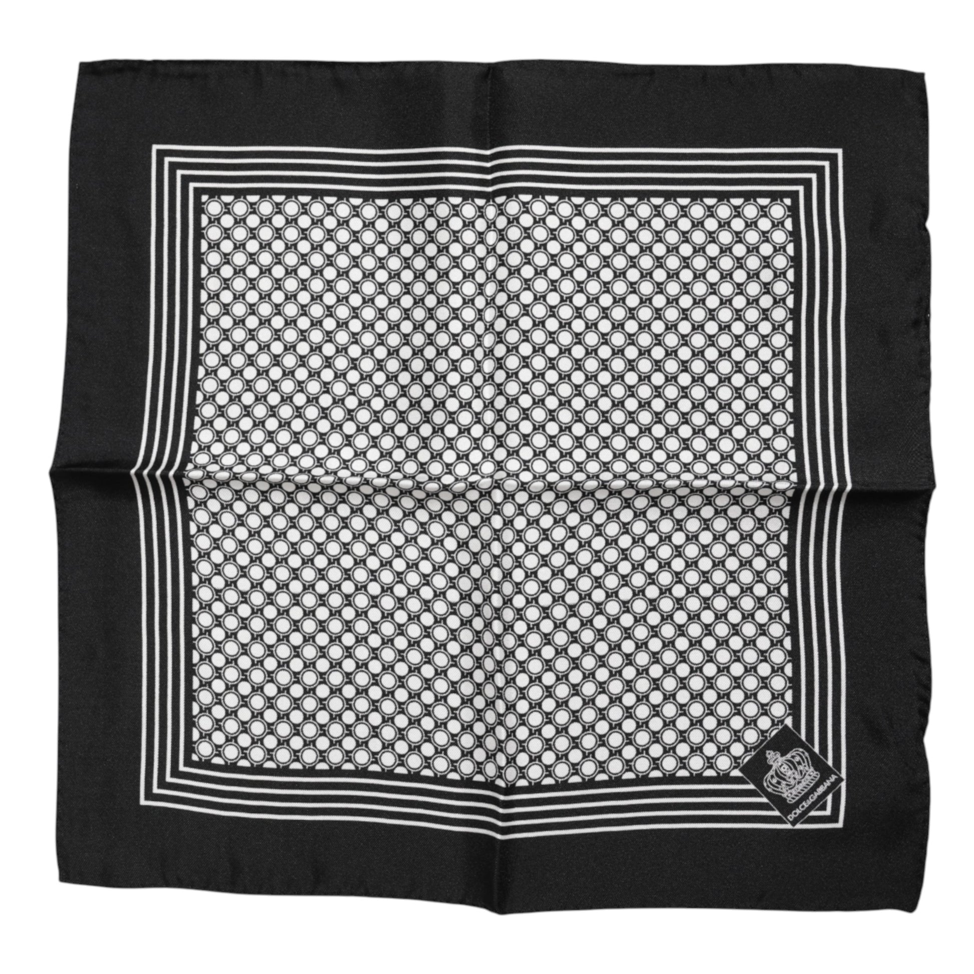 Dolce & Gabbana Black and White Patterned Square Men Foulard Scarf