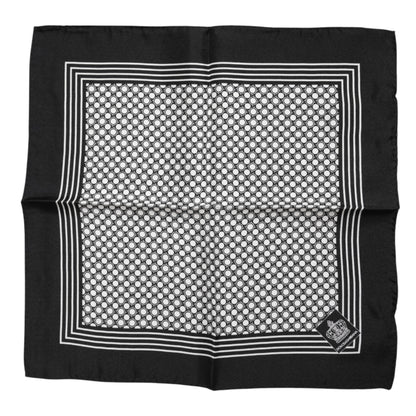 Dolce & Gabbana Black and White Patterned Square Men Foulard Scarf