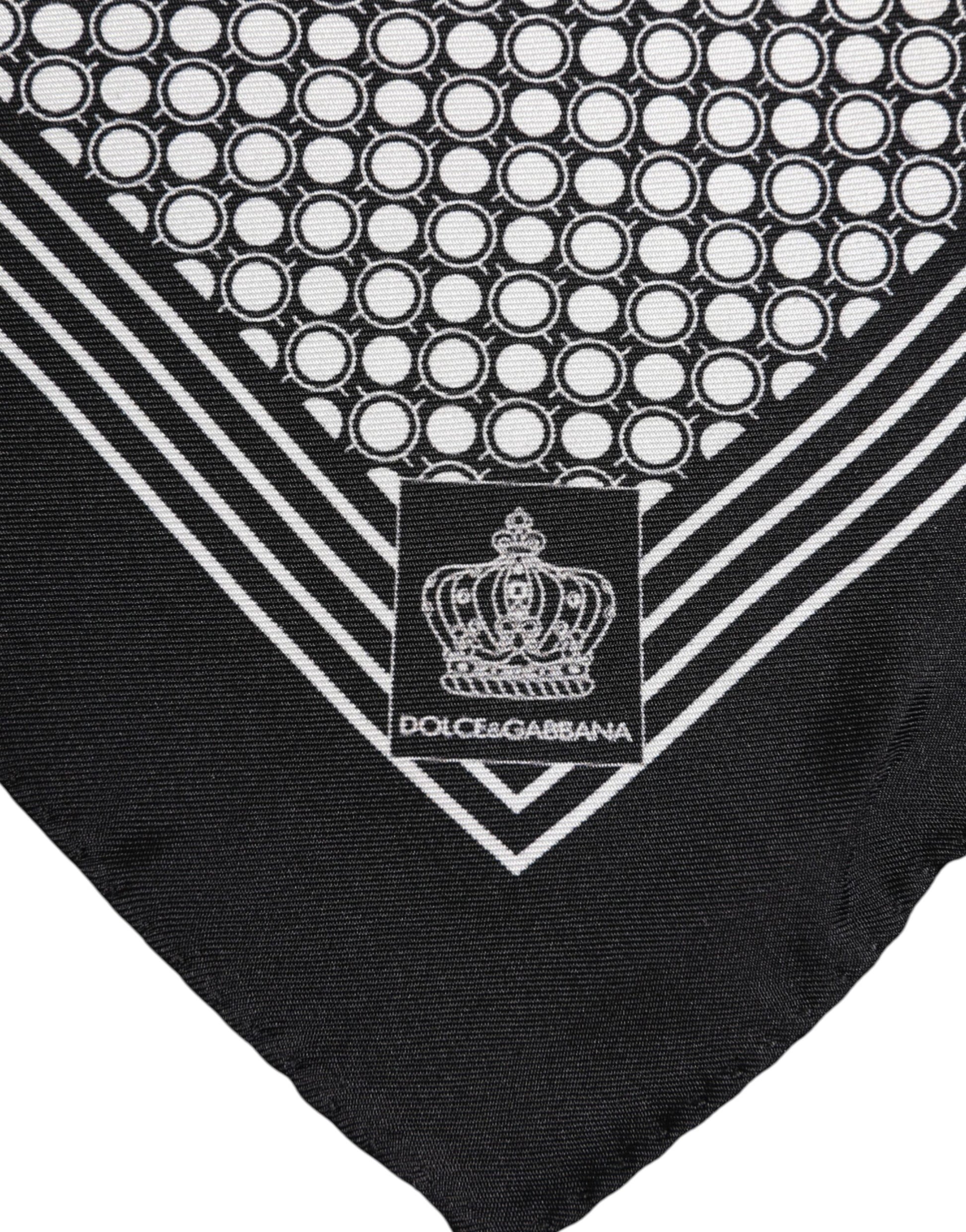 Dolce & Gabbana Black and White Patterned Square Men Foulard Scarf