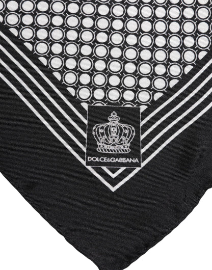 Dolce & Gabbana Black and White Patterned Square Men Foulard Scarf