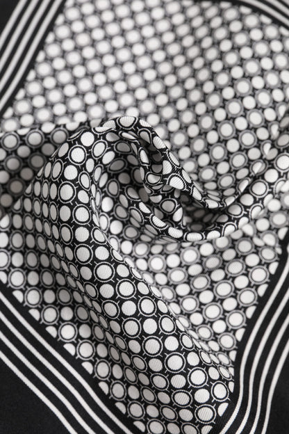 Dolce & Gabbana Black and White Patterned Square Men Foulard Scarf