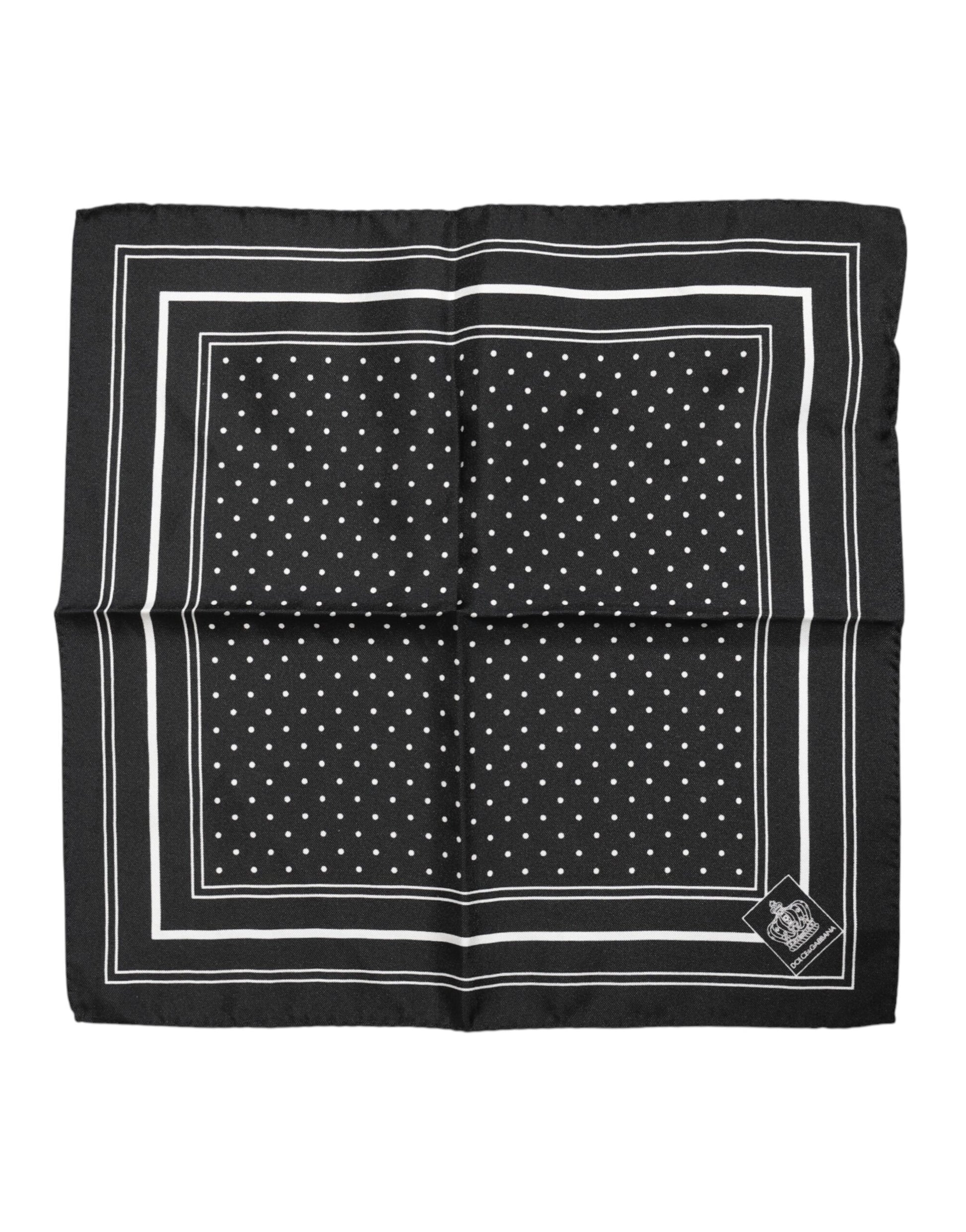 Dolce & Gabbana Black and White Polka Dot Men's Foulard Scarf