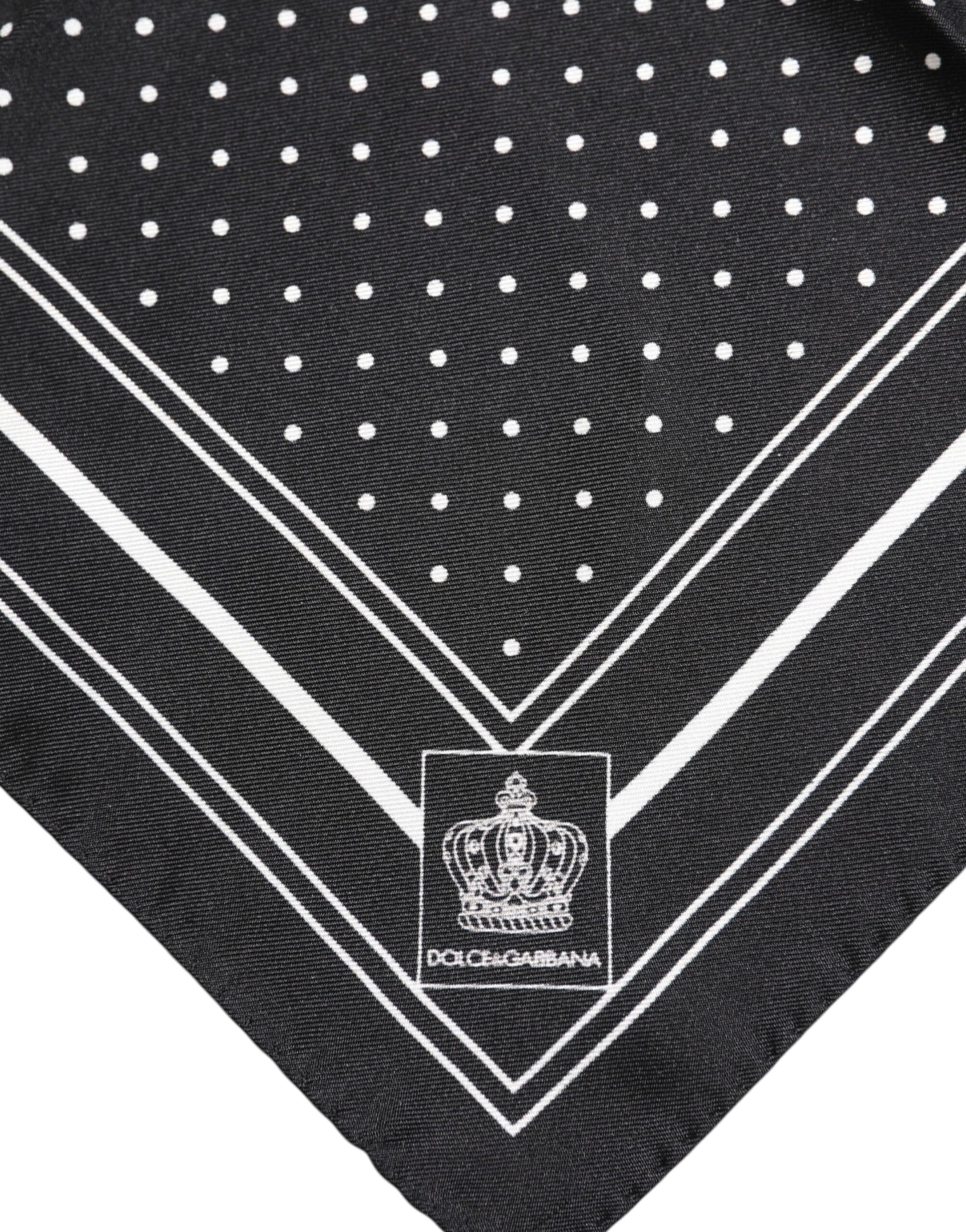 Dolce & Gabbana Black and White Polka Dot Men's Foulard Scarf