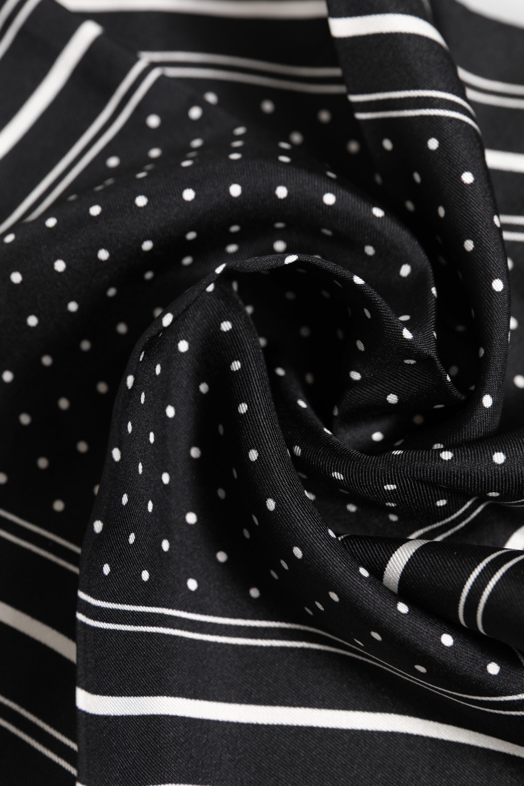 Dolce & Gabbana Black and White Polka Dot Men's Foulard Scarf