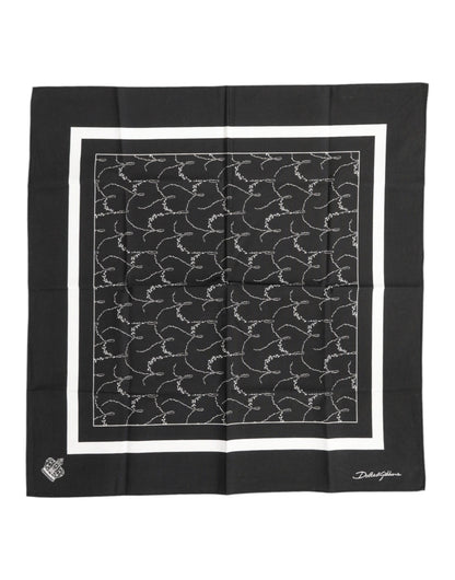 Dolce & Gabbana Black White Printed Square Foulard Scarf - Luxurious Silk Accessory