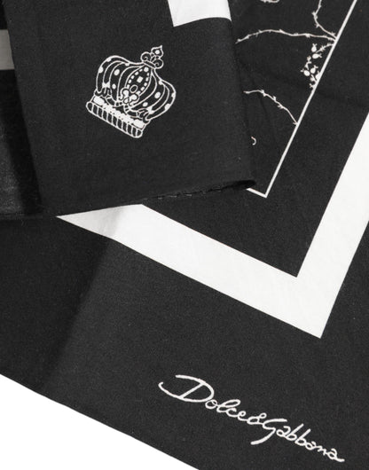 Dolce & Gabbana Black White Printed Square Foulard Scarf - Luxurious Silk Accessory