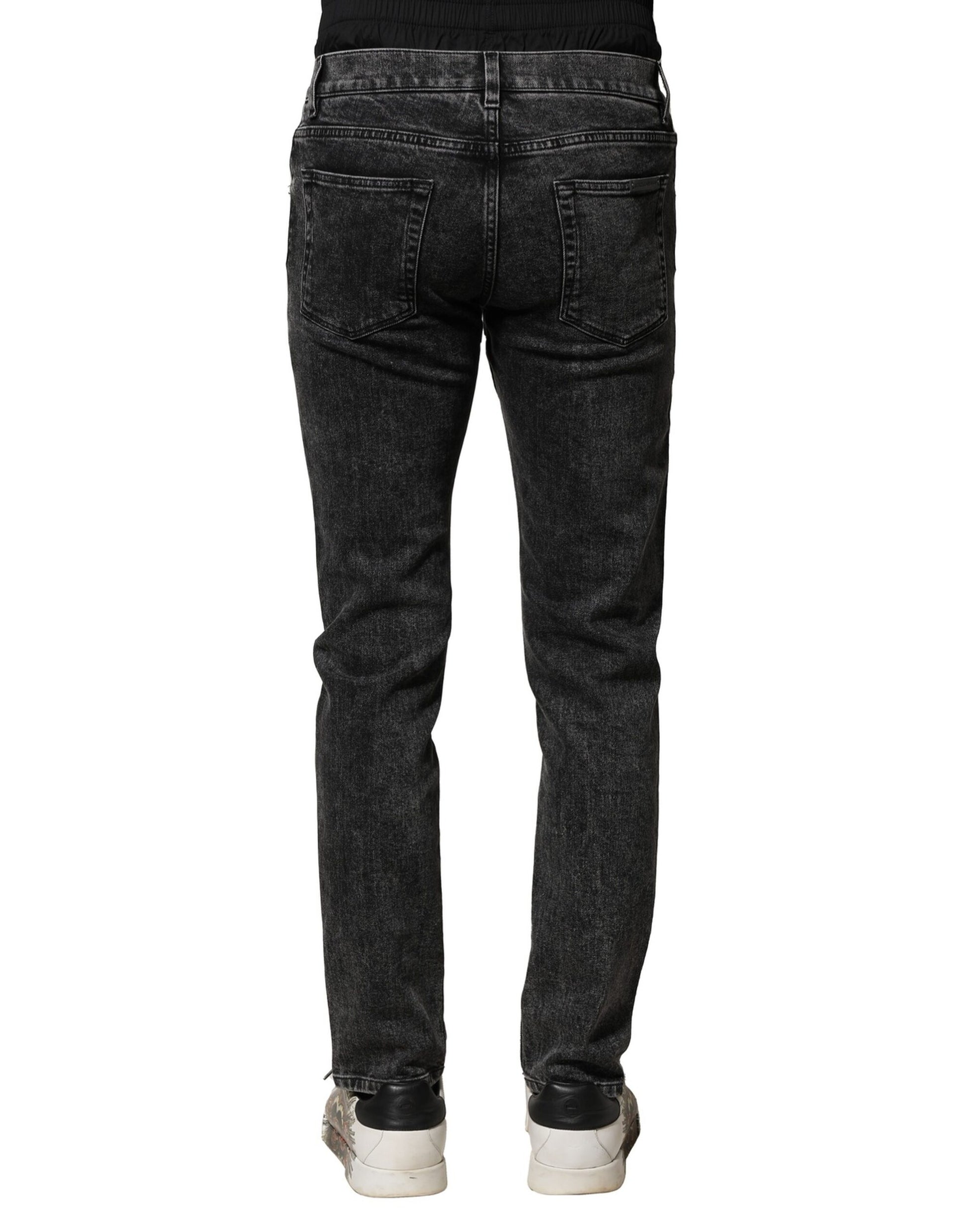 Dolce & Gabbana Black Washed Double Waistband Denim Jeans