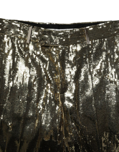 Dolce & Gabbana Gold Sequin Embellished Bermuda Shorts
