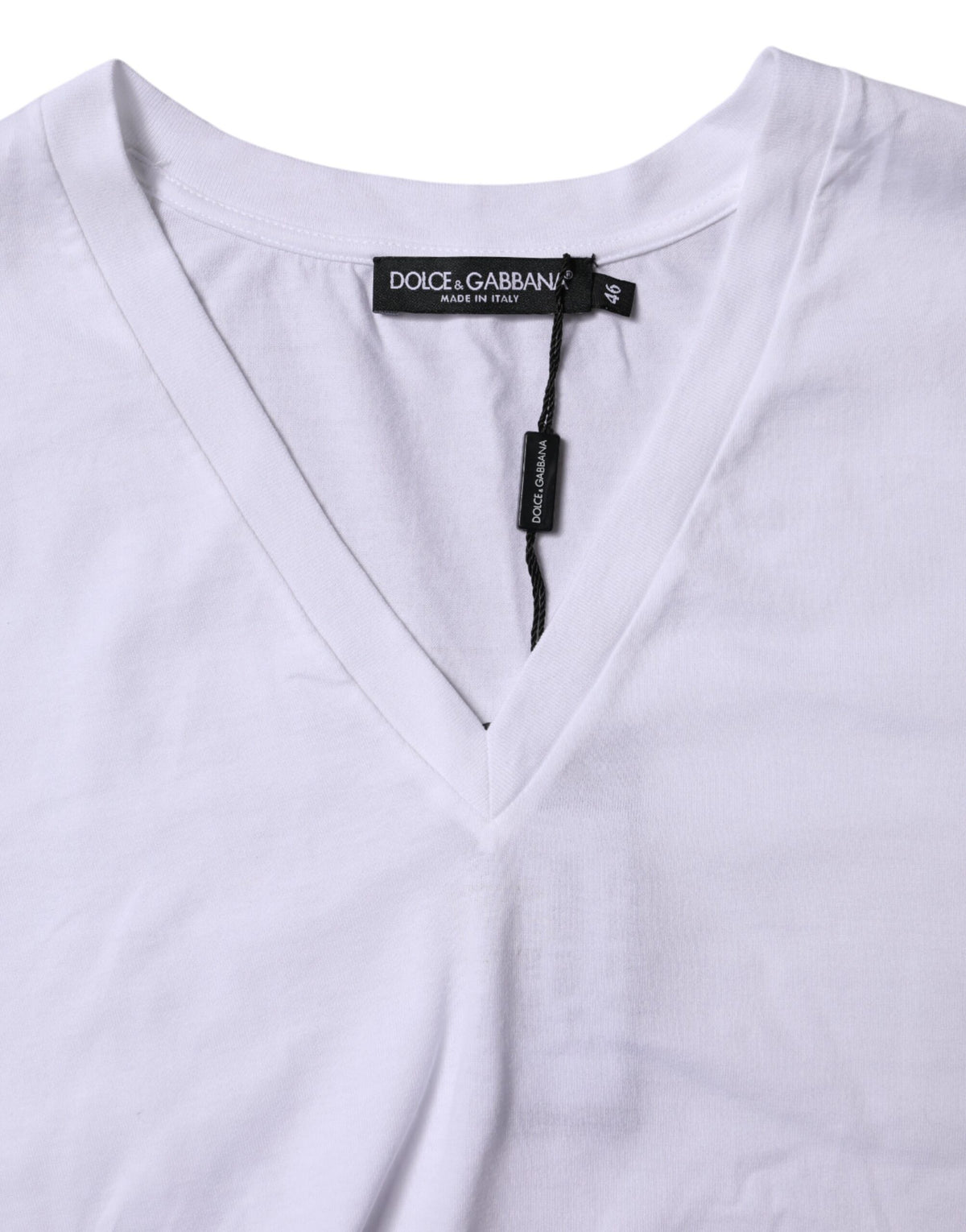Dolce & Gabbana White Cotton V-Neck Short Sleeves T-Shirt