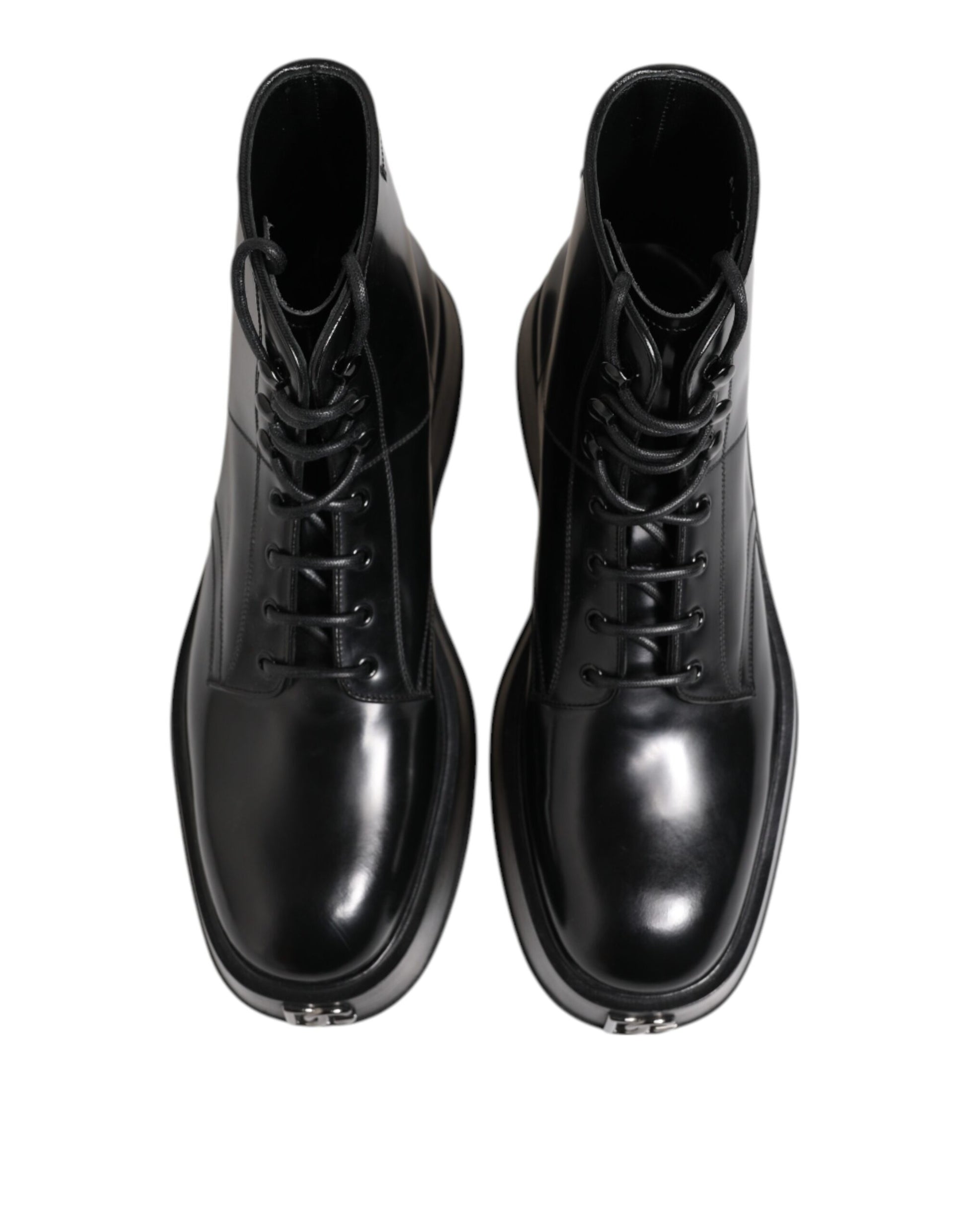 Dolce & Gabbana Black Leather Logo Ankle Boots