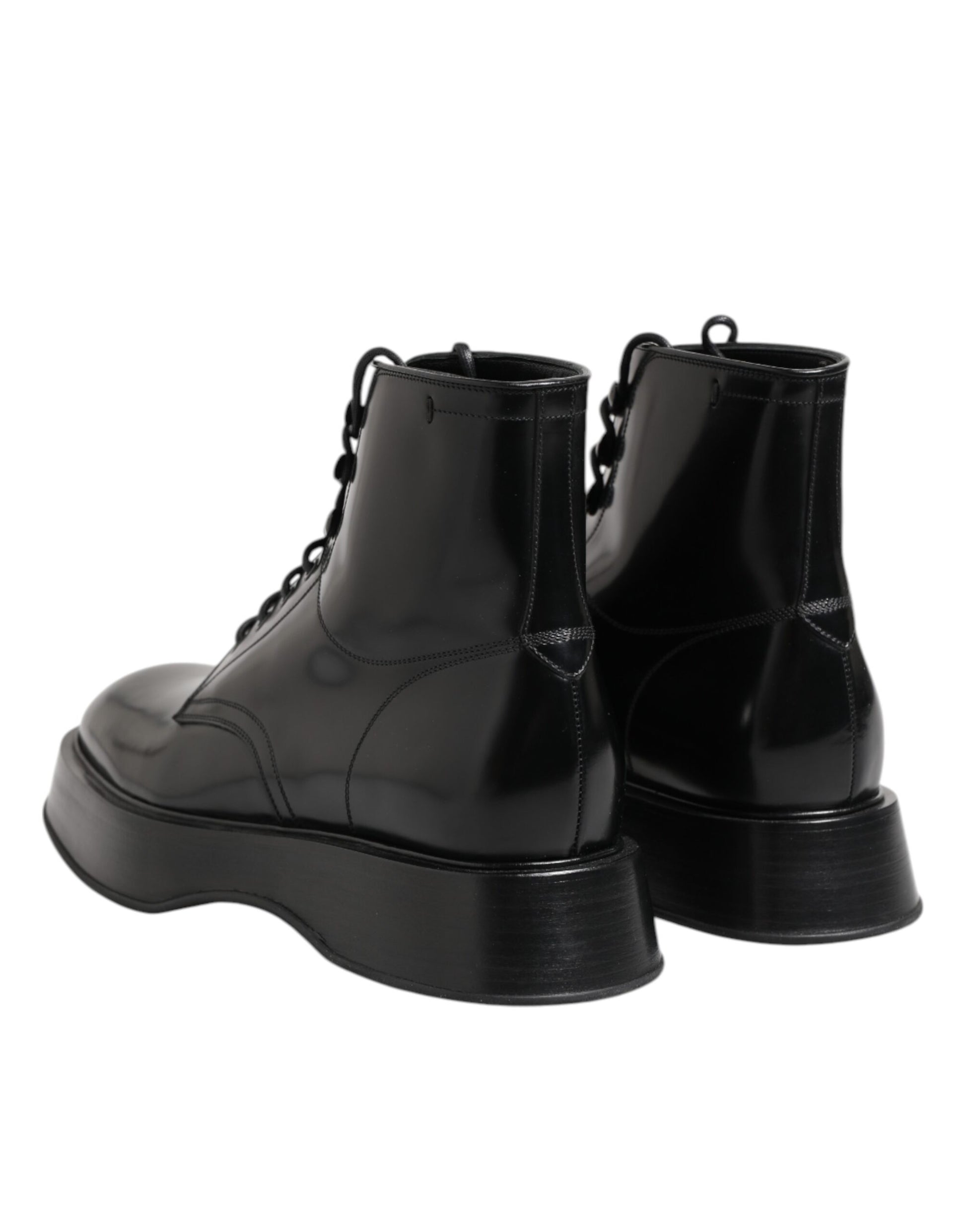 Dolce & Gabbana Black Leather Logo Ankle Boots