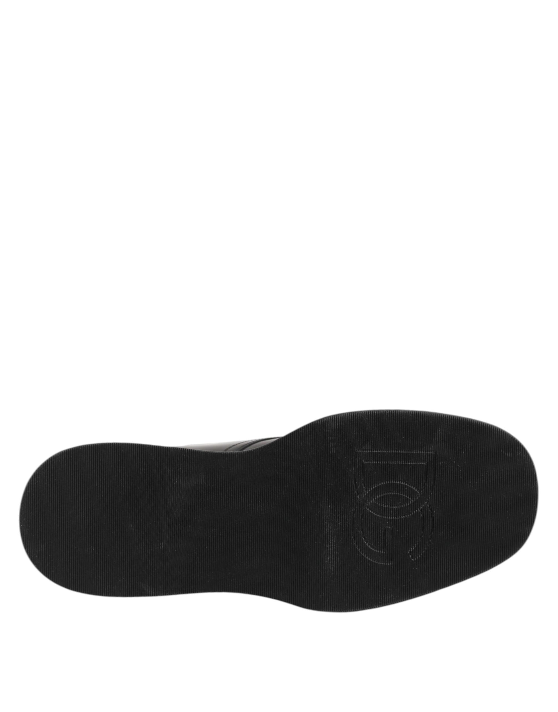 Dolce & Gabbana Black Leather Logo Ankle Boots