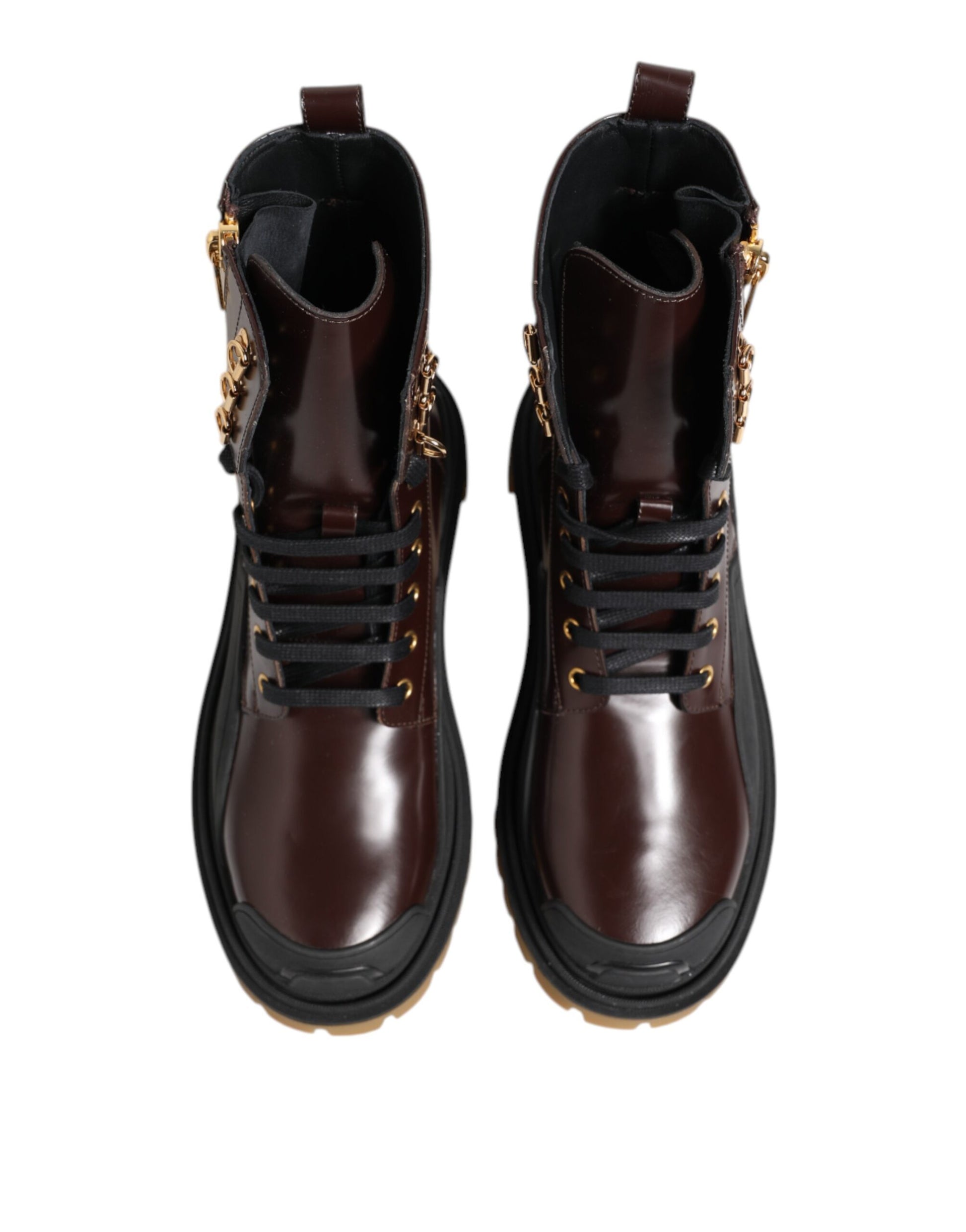 Dolce & Gabbana Brown Black Leather Boots