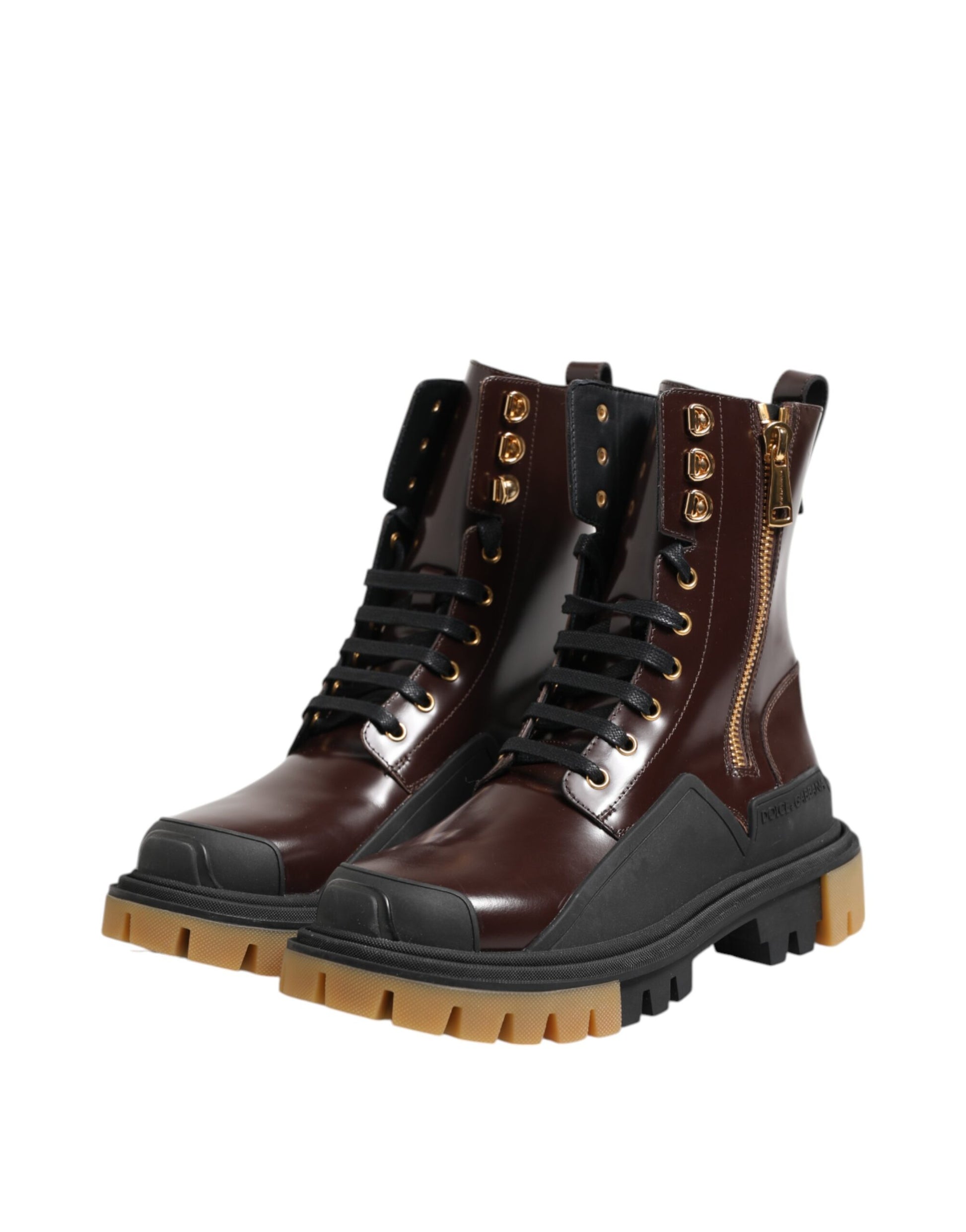 Dolce & Gabbana Brown Black Leather Boots