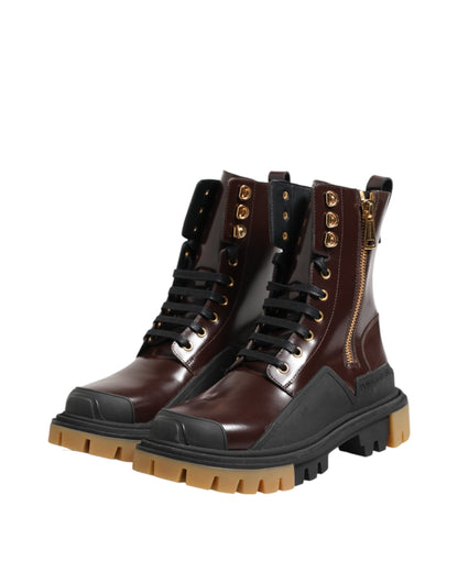 Dolce & Gabbana Brown Black Leather Boots