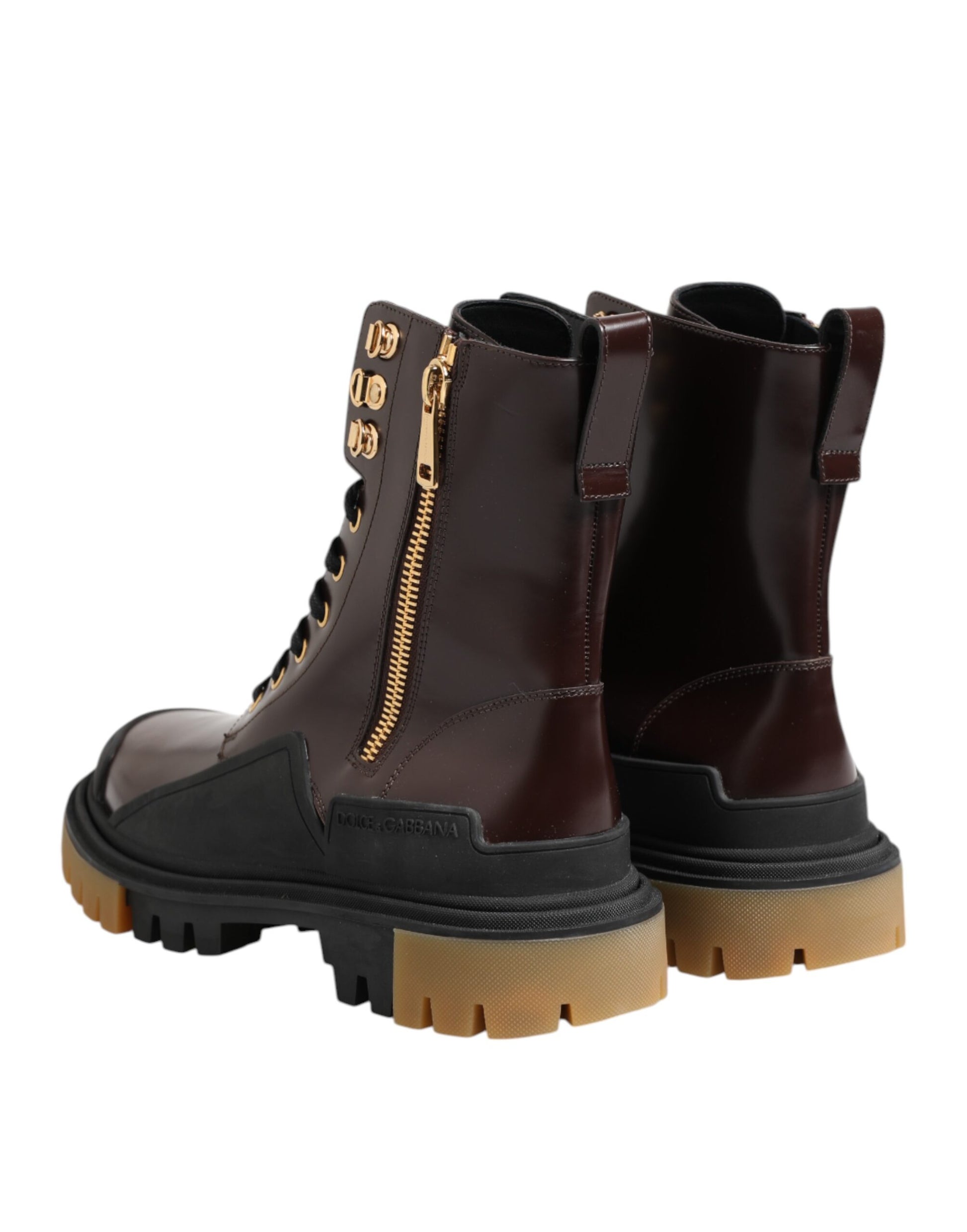 Dolce & Gabbana Brown Black Leather Boots
