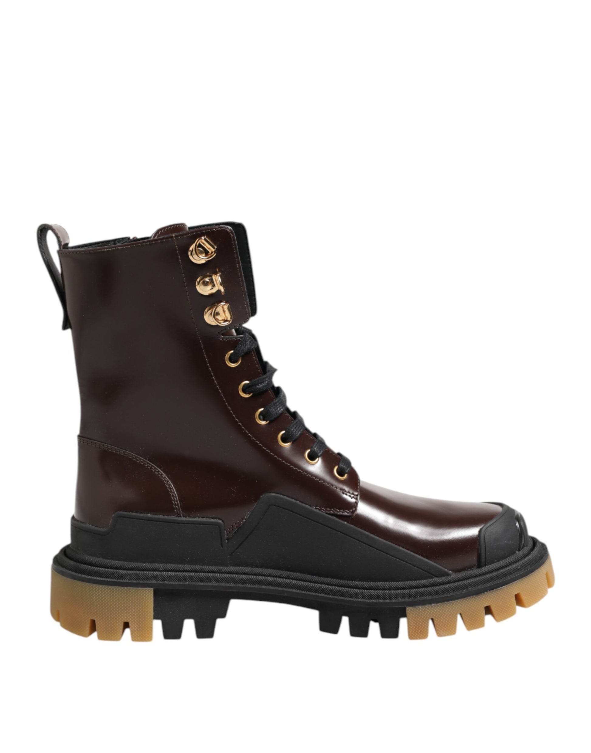 Dolce & Gabbana Brown Black Leather Boots