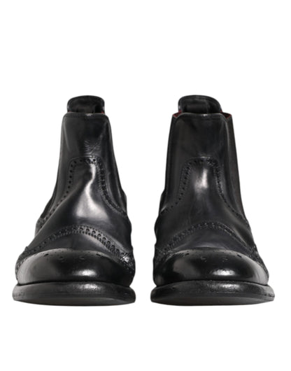 Dolce & Gabbana Black Leather Ankle Boots