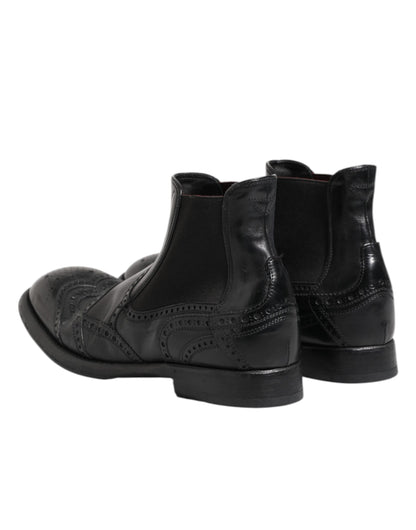 Dolce & Gabbana Black Leather Ankle Boots
