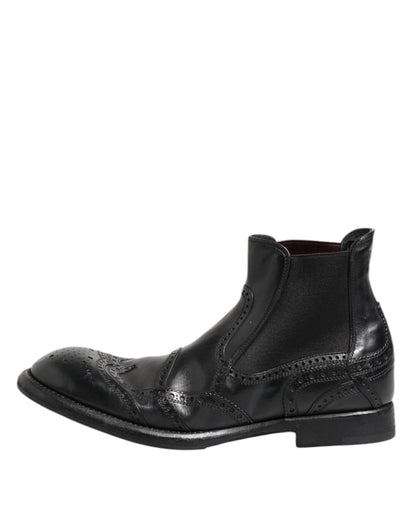 Dolce & Gabbana Black Leather Ankle Boots