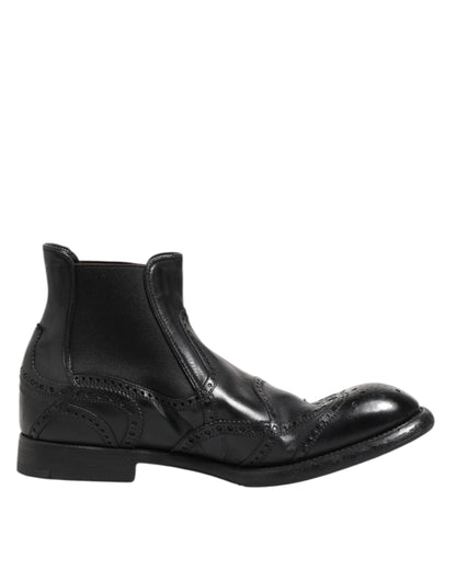 Dolce & Gabbana Black Leather Ankle Boots