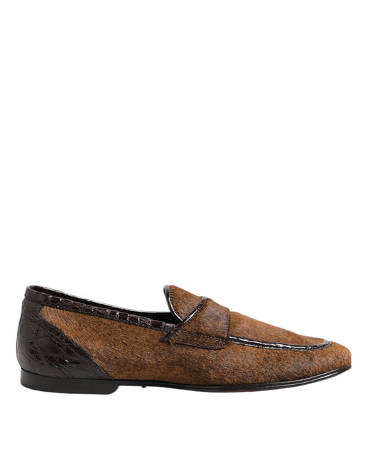 Dolce & Gabbana Brown Loafers Leather Slip On Men Dress Shoes