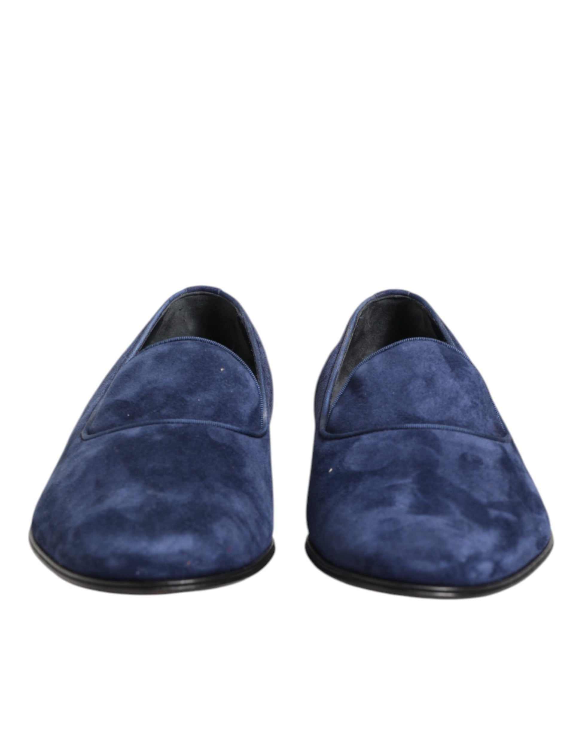 Dolce & Gabbana Blue Velvet DG Logo Loafers - Exclusively Tailored Elegance