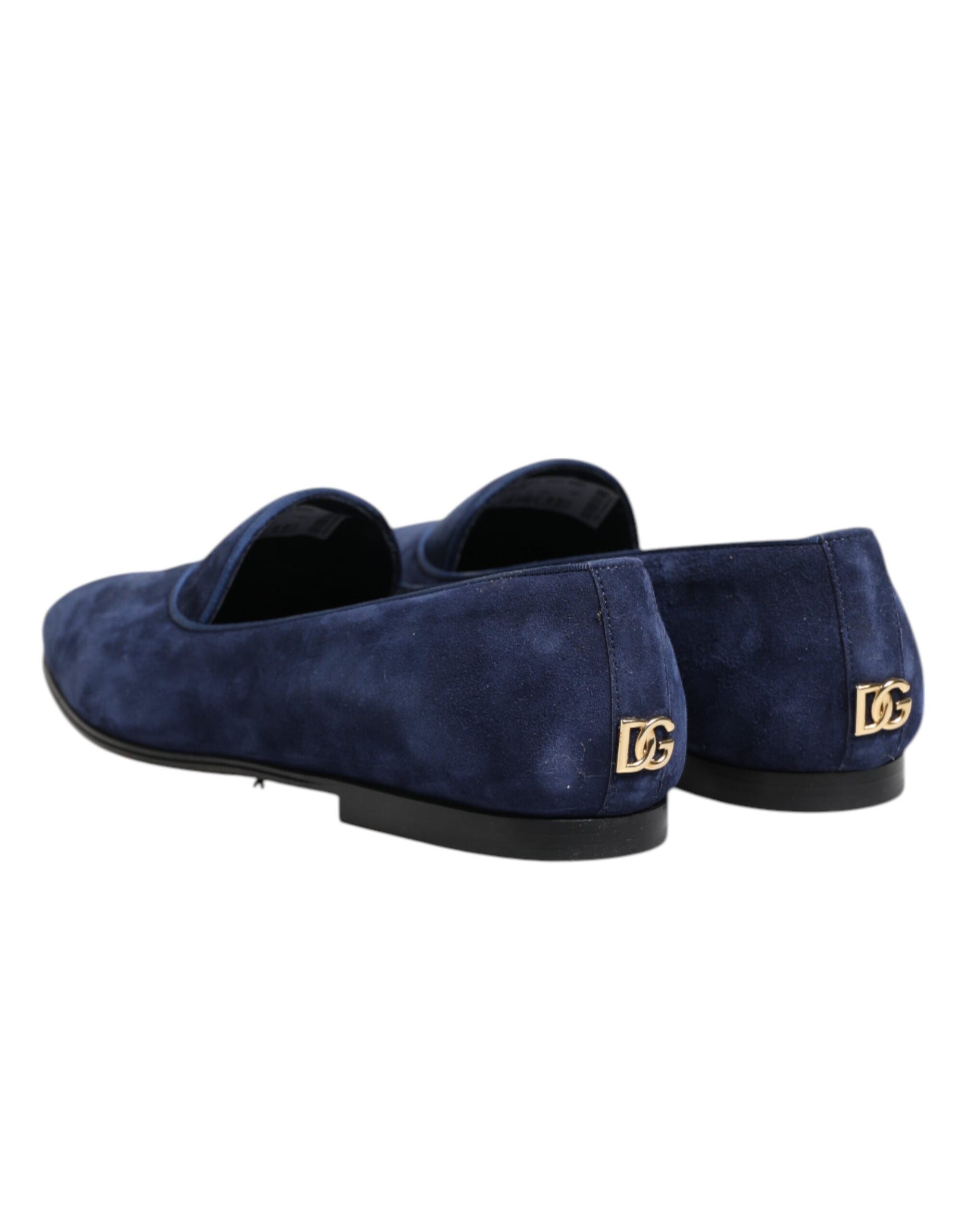 Dolce & Gabbana Blue Velvet DG Logo Loafers - Exclusively Tailored Elegance