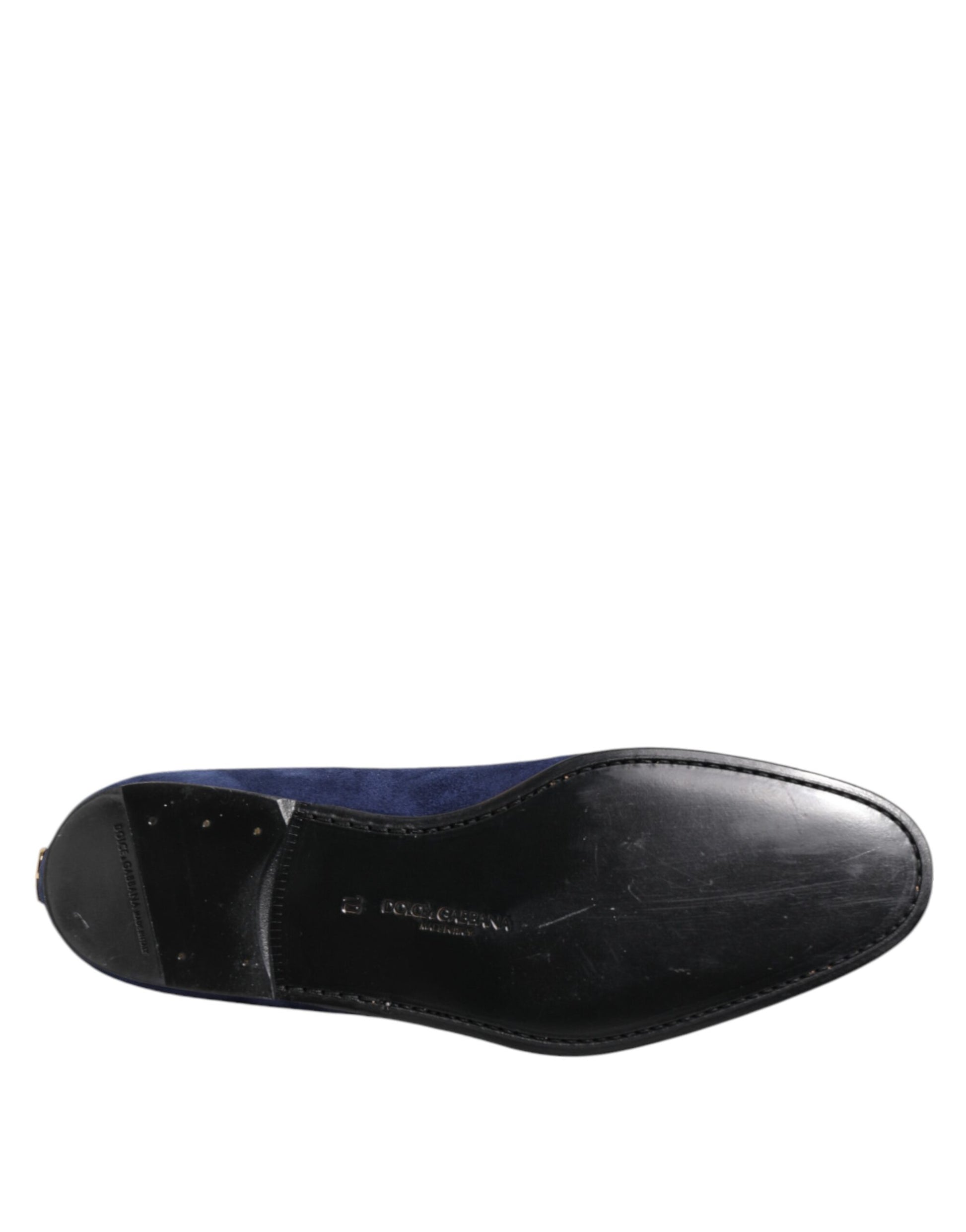 Dolce & Gabbana Blue Velvet DG Logo Loafers - Exclusively Tailored Elegance