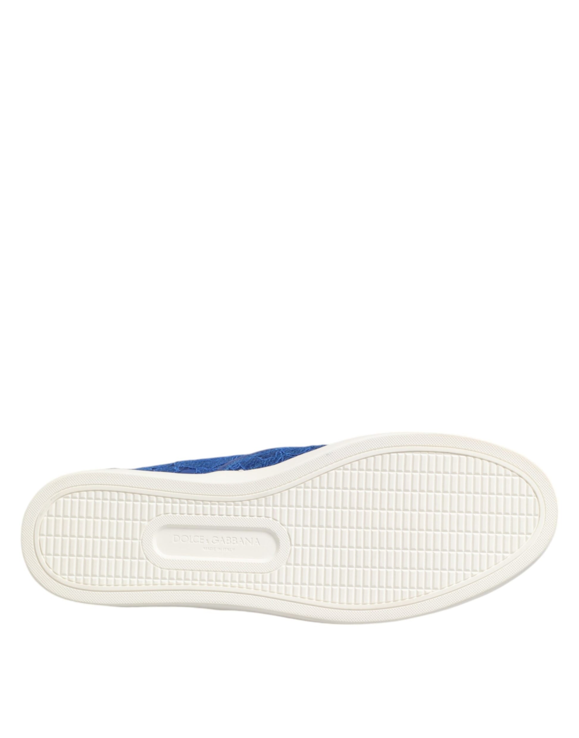 Dolce & Gabbana Blue Leather Lace Slip On Sneakers