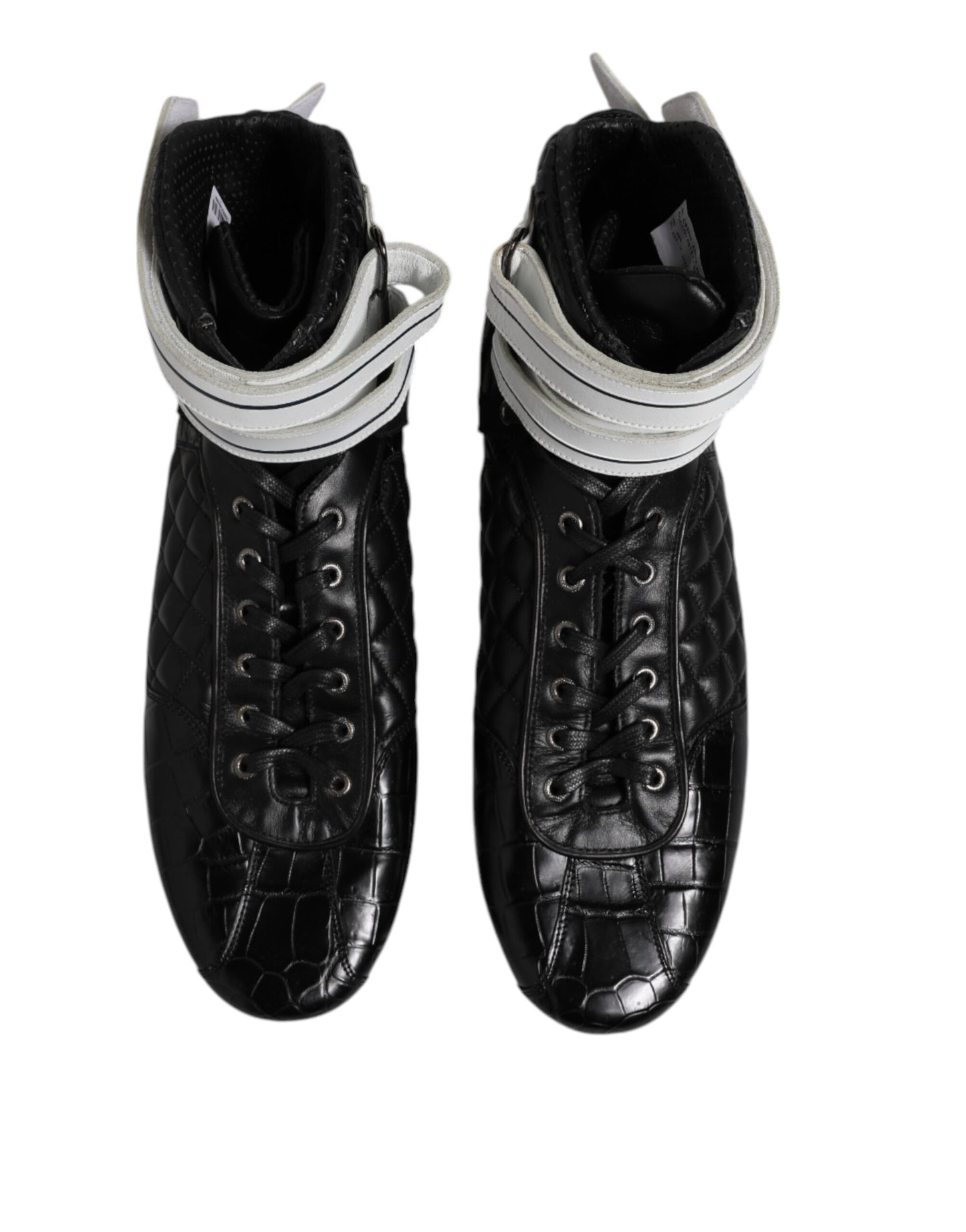 Dolce & Gabbana Black Quilted Leather Lace Up Sneakers