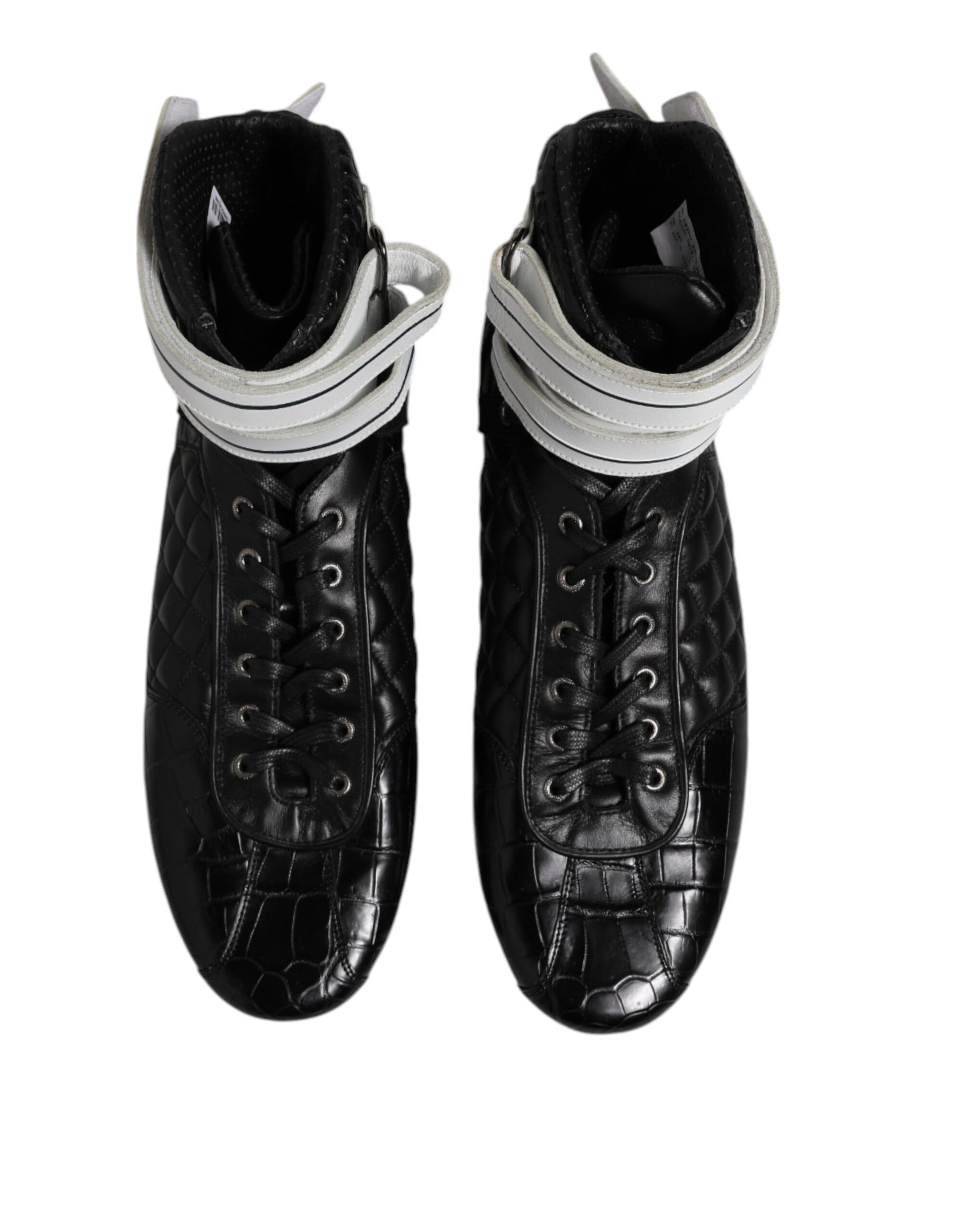 Dolce & Gabbana Black Quilted Leather Lace Up Sneakers