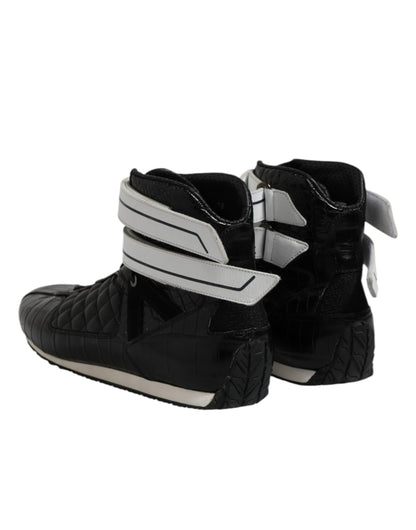 Dolce & Gabbana Black Quilted Leather Lace Up Sneakers