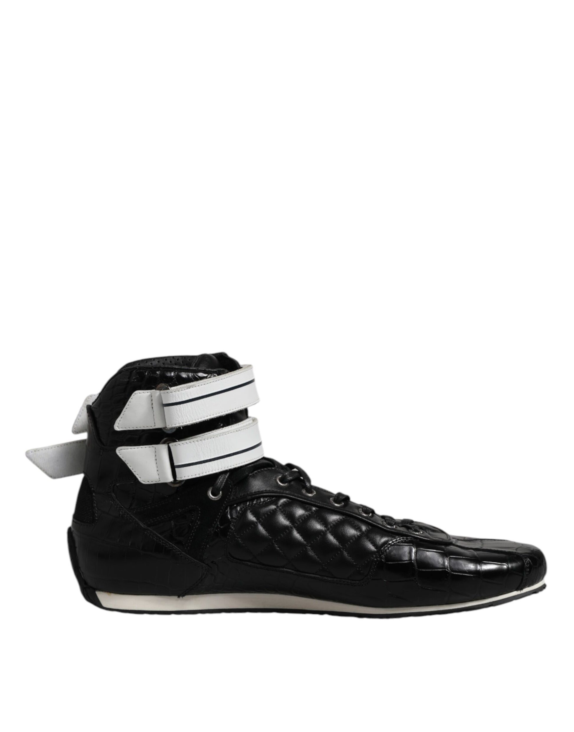 Dolce & Gabbana Black Quilted Leather Lace Up Sneakers