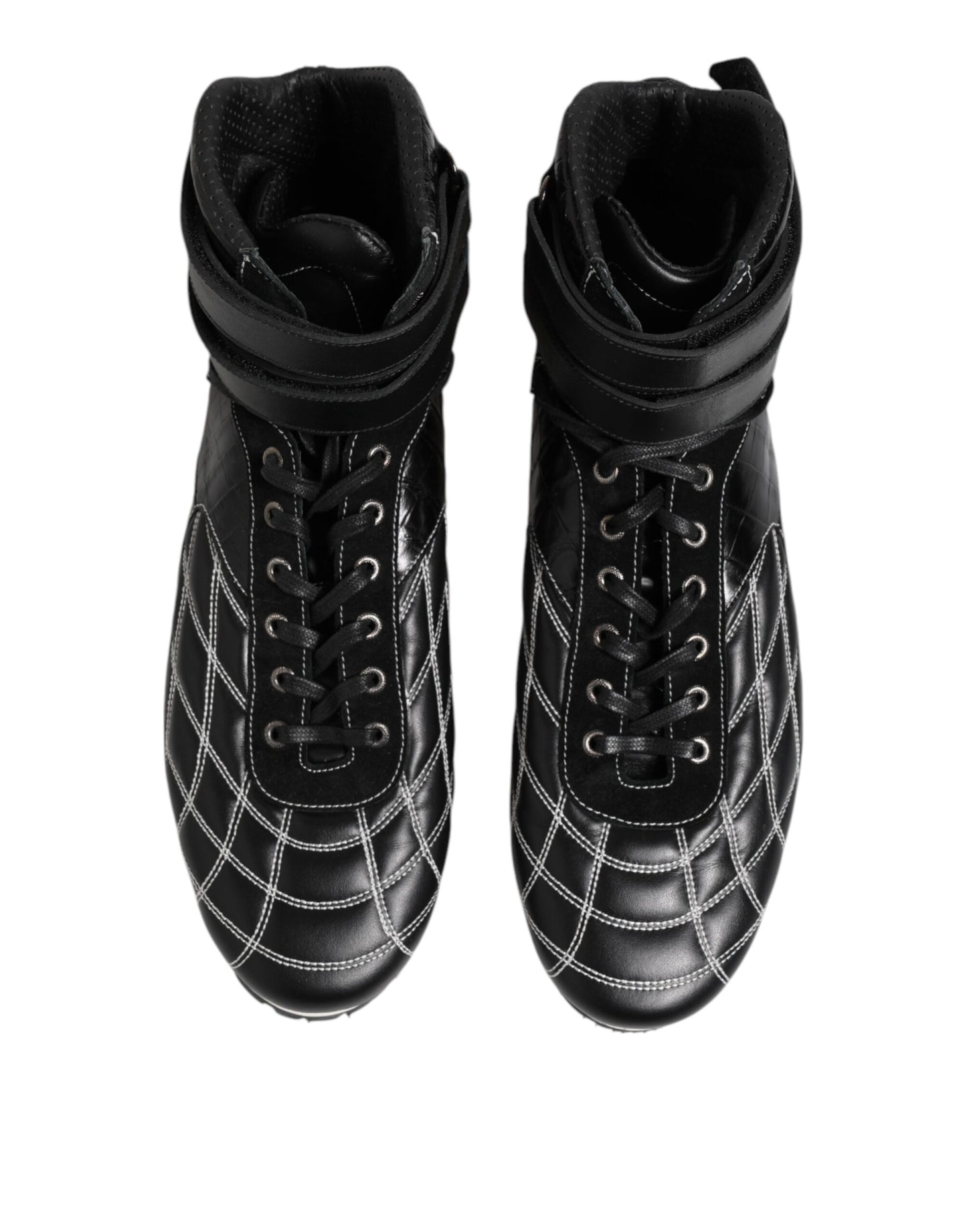 Dolce & Gabbana Black Quilted Leather Lace Up Sneakers